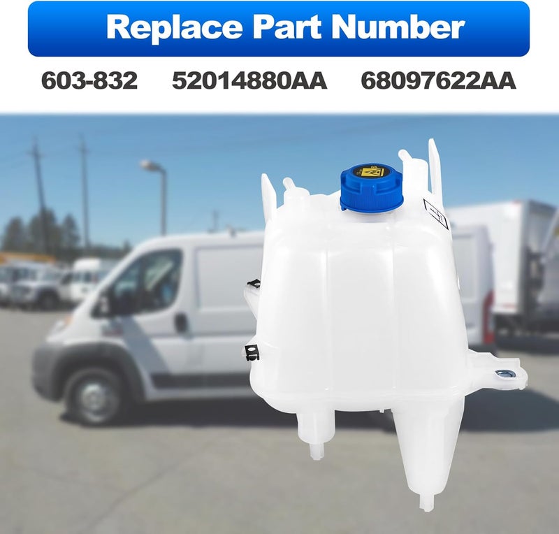TEMSONE Upgrade 603-832 Coolant Reservoir Tank Compatible with Dodge Ram ProMaster 1500 2500 3500 2014-2021 Replace# 52014880AA - Image 3